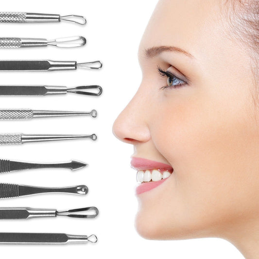 Dolabey Blackhead Blemish Remover Tool Kit Stainless Steel Acne Extractor Tool Kit Set of 5 Surgical Extractor Instruments Easily Cure Pimples Blackheads Comedones Acne Facial Impurities