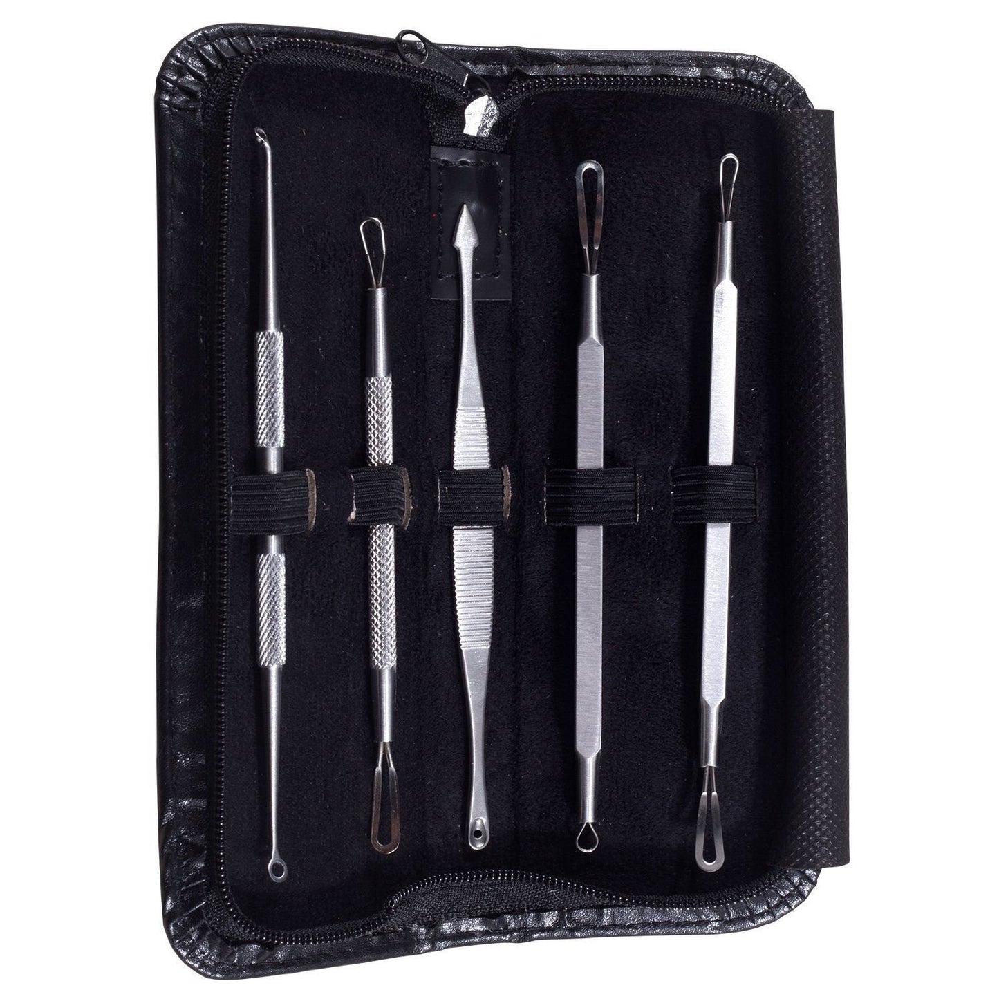 Dolabey Blackhead Blemish Remover Tool Kit Stainless Steel Acne Extractor Tool Kit Set of 5 Surgical Extractor Instruments Easily Cure Pimples Blackheads Comedones Acne Facial Impurities