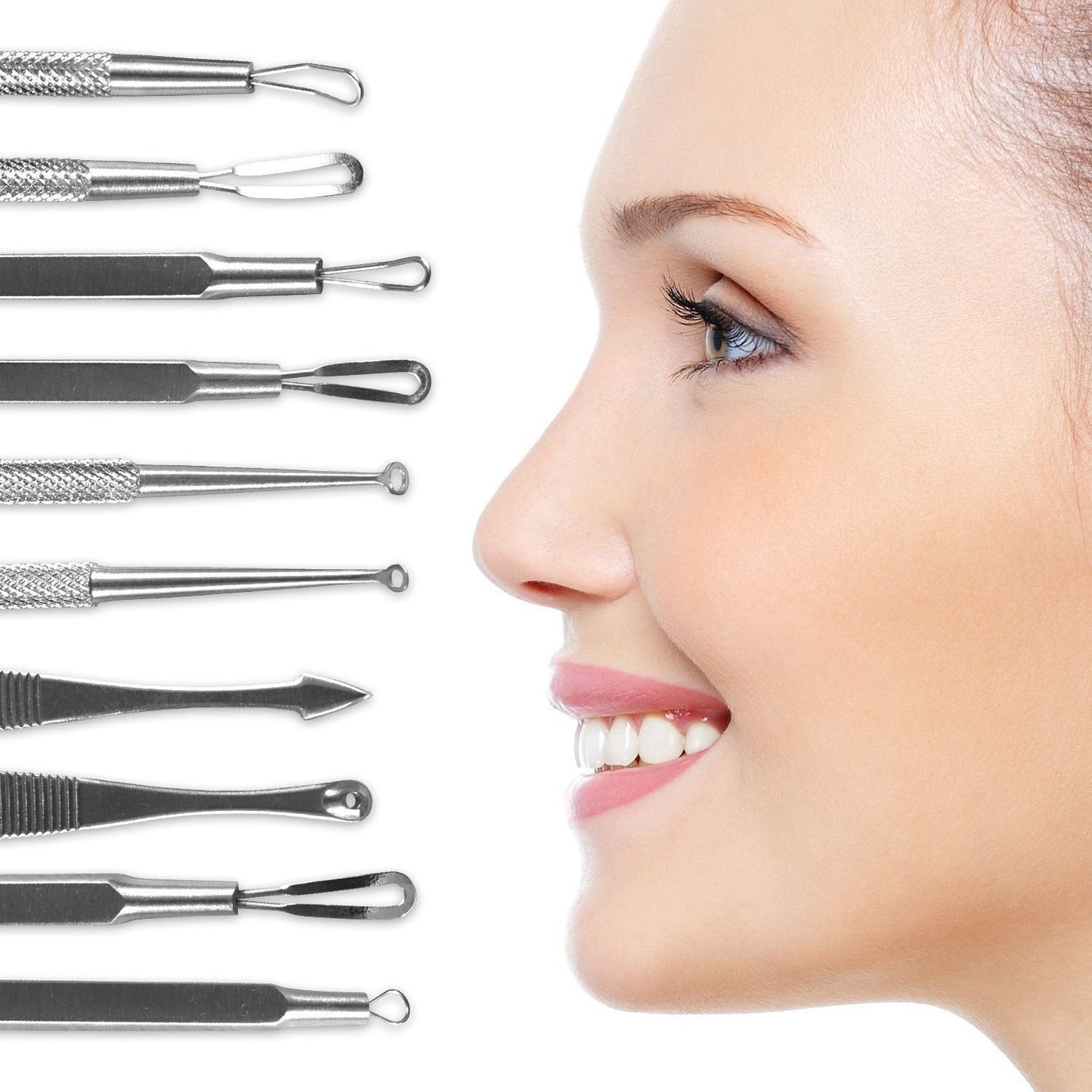 Dolabey Blackhead Blemish Remover Tool Kit Stainless Steel Acne Extractor Tool Kit Set of 5 Surgical Extractor Instruments Easily Cure Pimples Blackheads Comedones Acne Facial Impurities